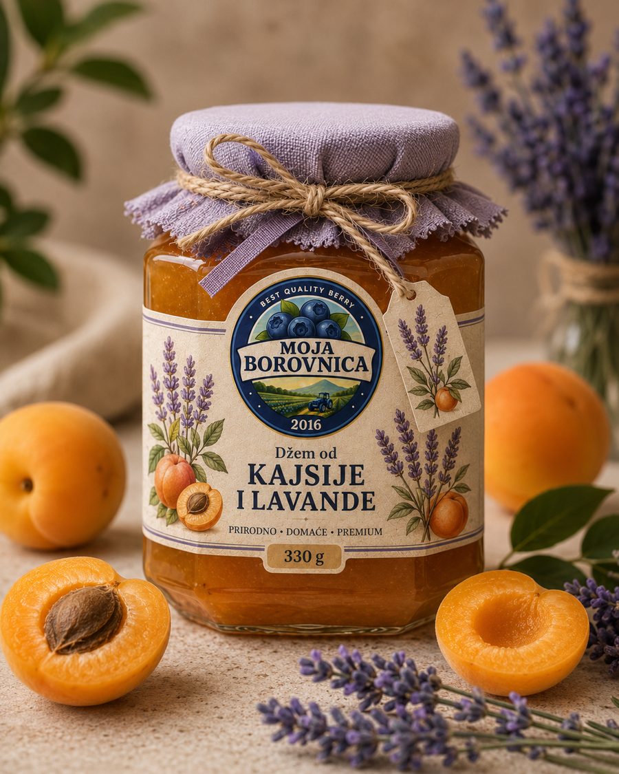 Tegla domaćeg džema od kajsije i lavande, 330 g